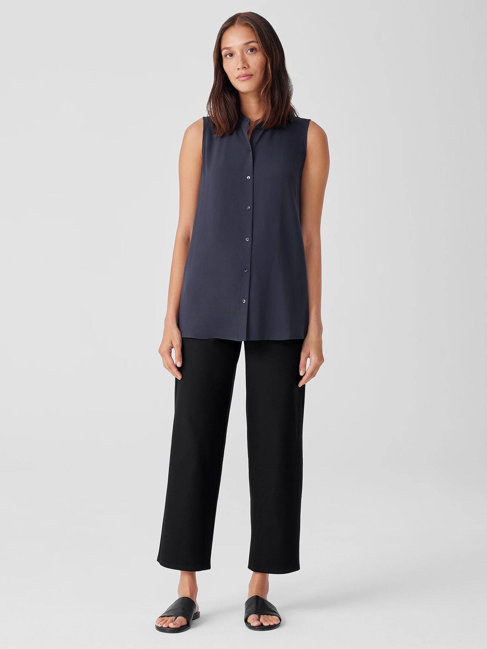 Washable Stretch Crepe Straight Pant