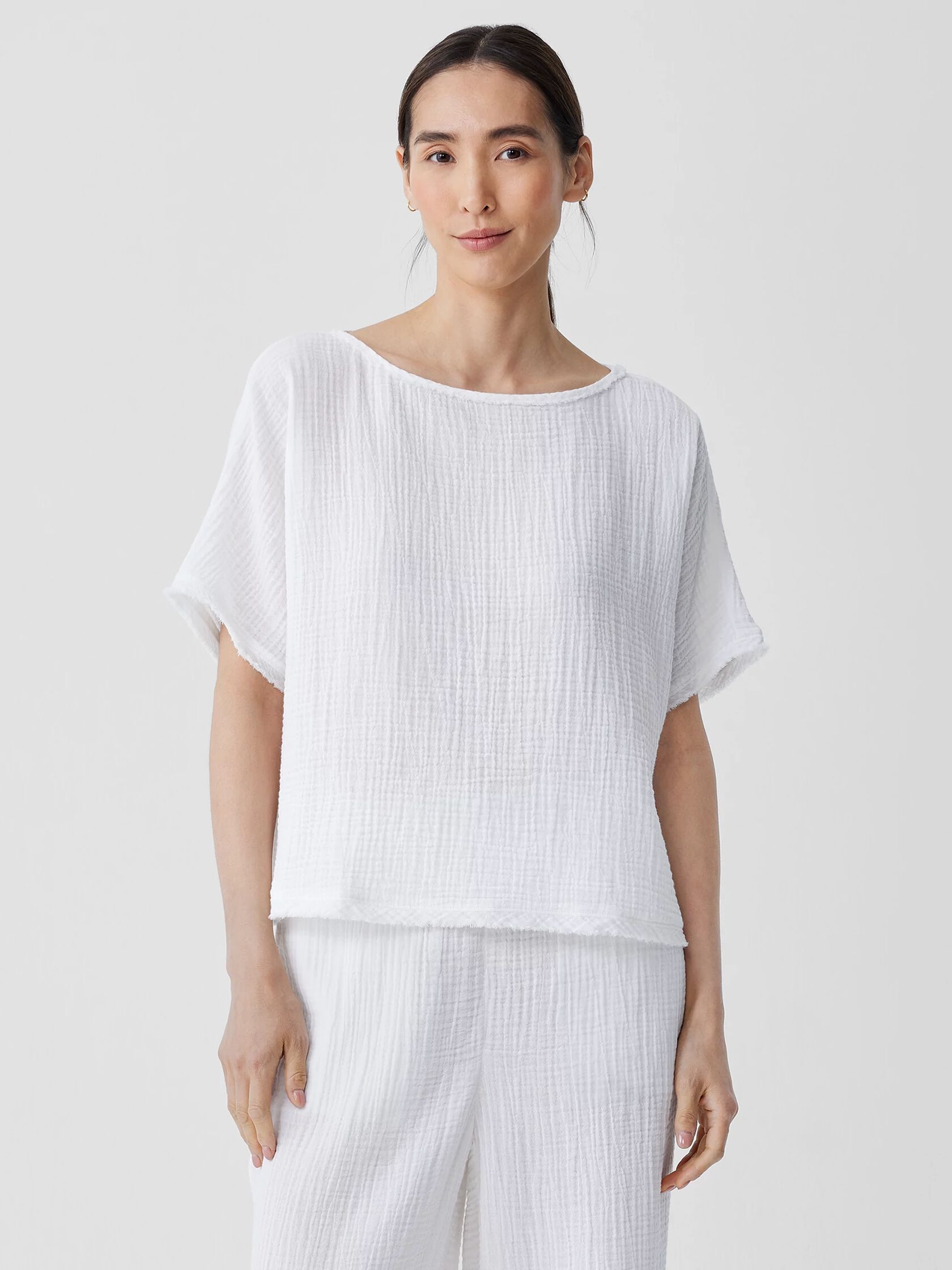 Organic Cotton Lofty Gauze Bateau Neck Top