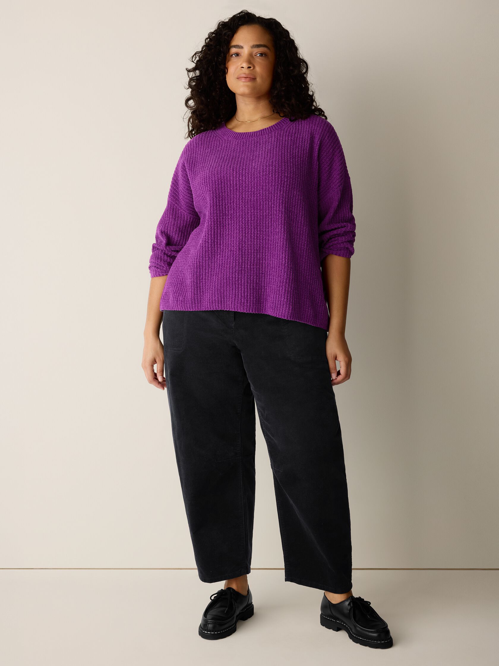 Organic Cotton Chenille Crew Neck Top