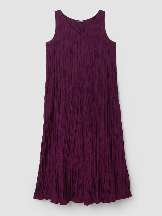 Crushed Silk V-Neck Dress