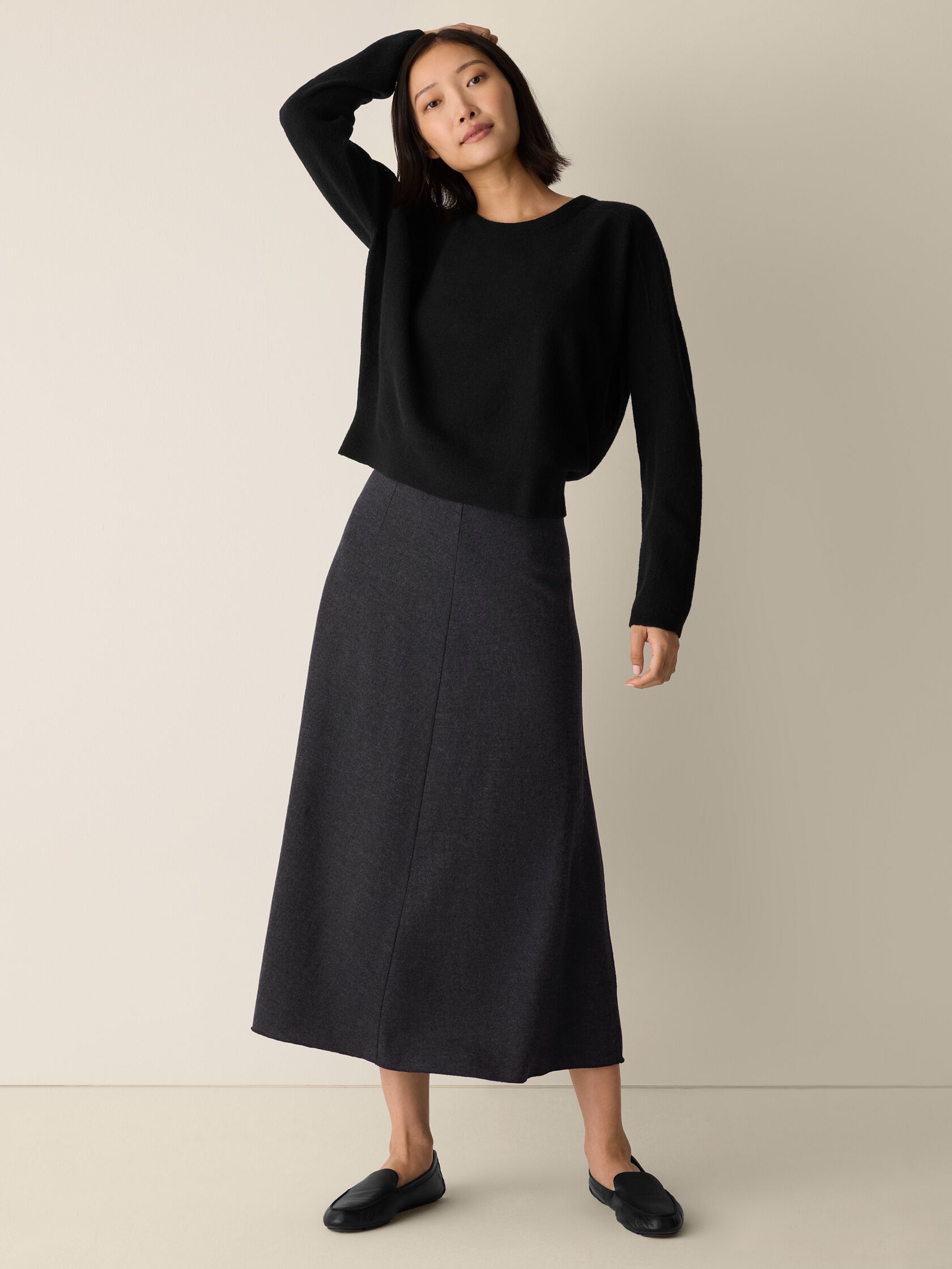 Fine Felted Wool Crew Neck Short Top in Regenerative Wool