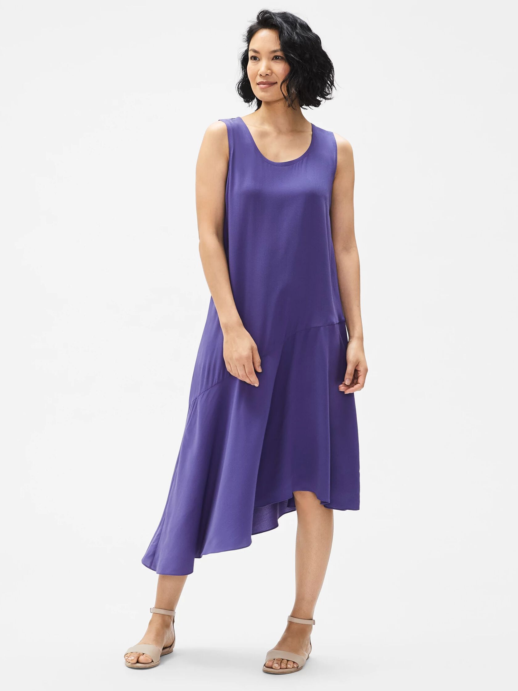 Silk Crepe Asymmetrical Dress EILEEN FISHER