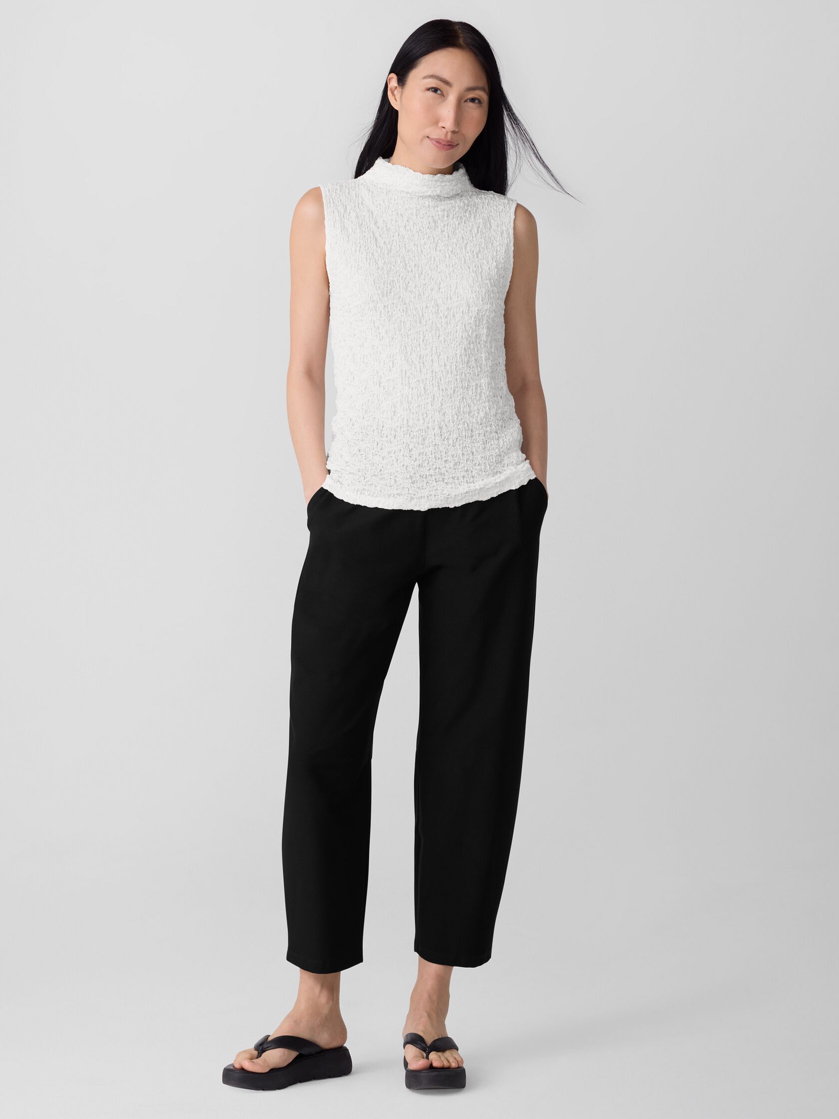 Bubble Jacquard Funnel Neck Top