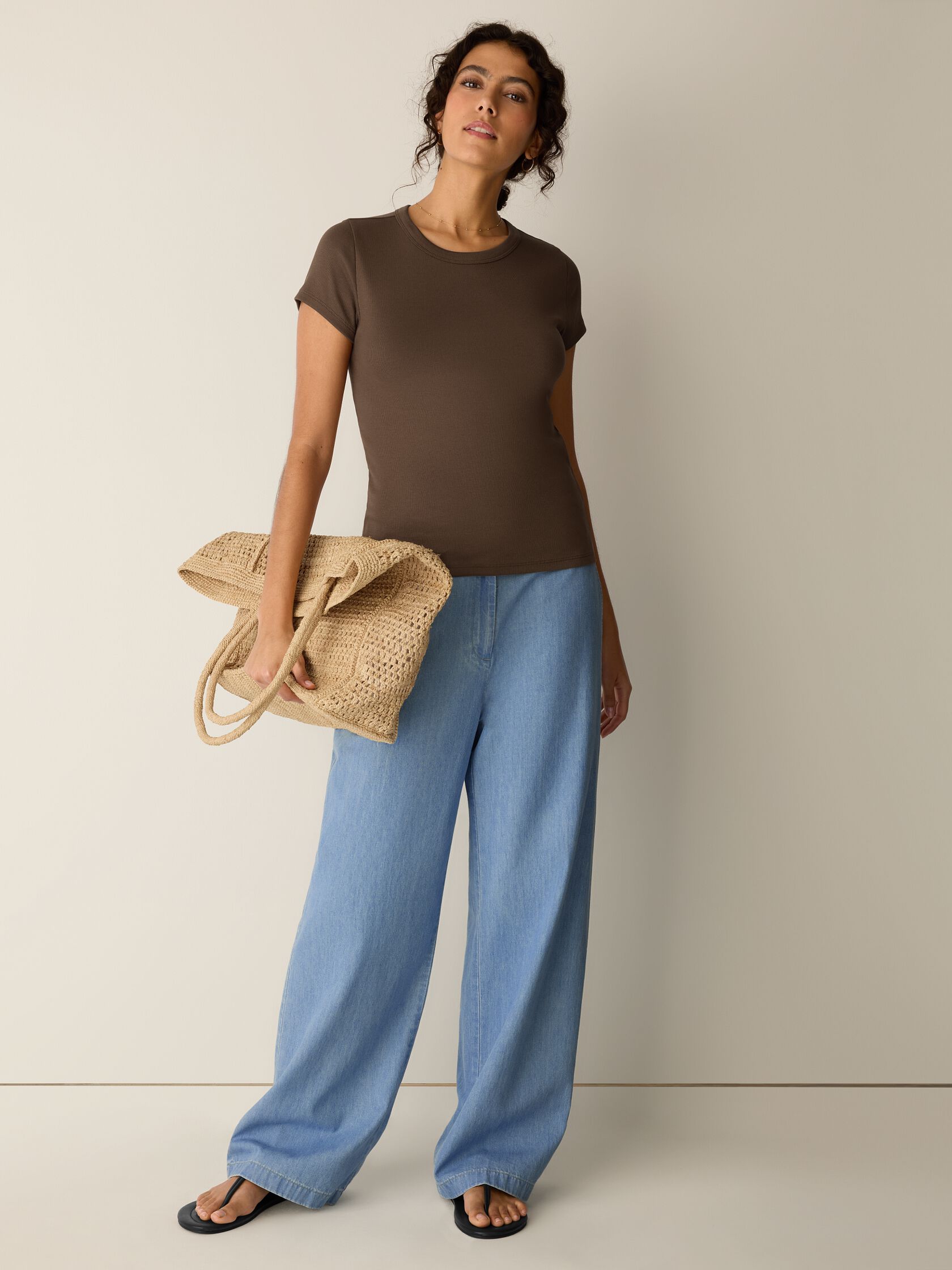 Organic Cotton Stretch Rib Crew Neck Tee