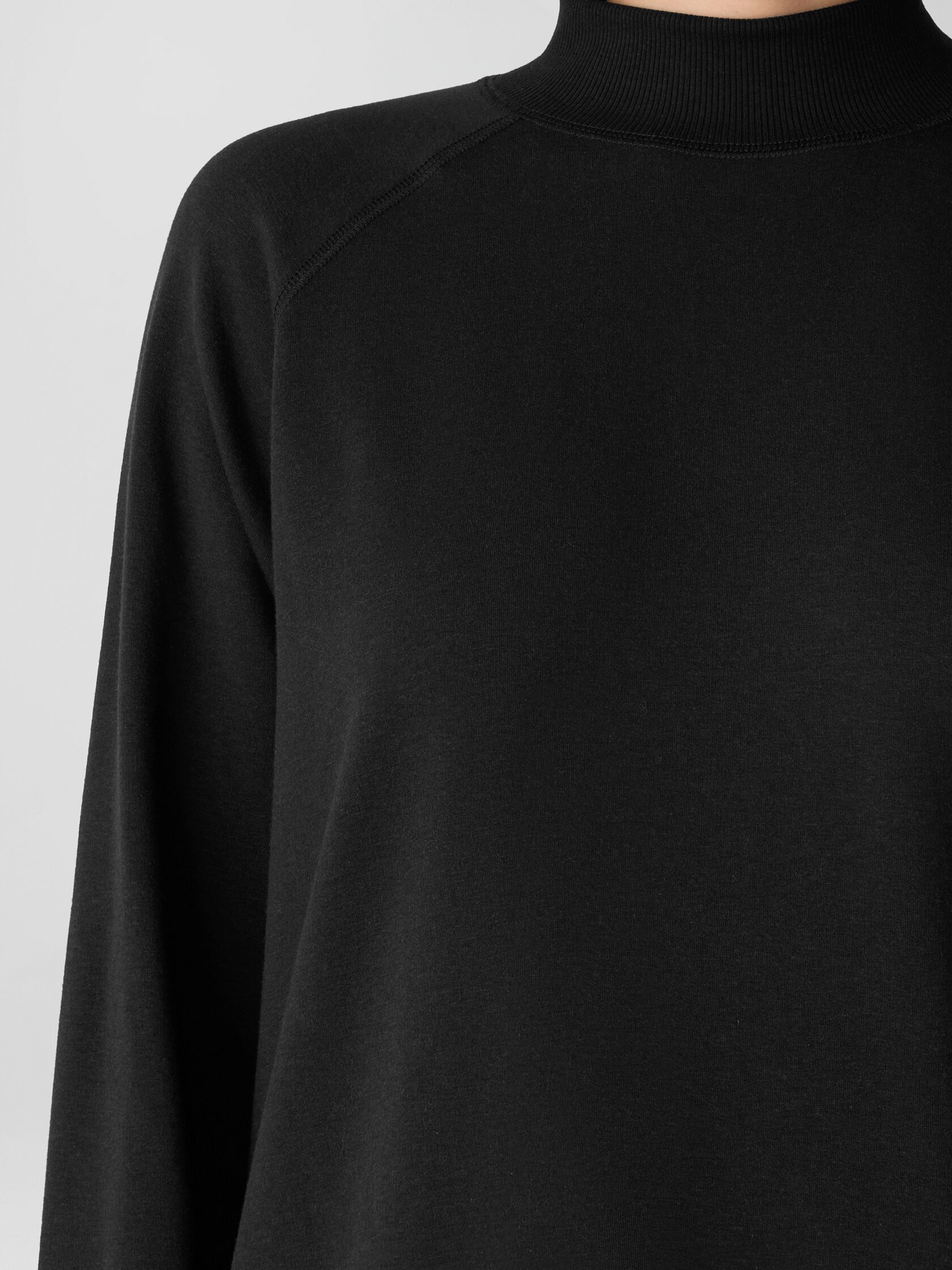 Cozy Brushed Terry Mock Neck Long Top