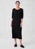 Stretch Jersey Knit Jewel Neck Dress