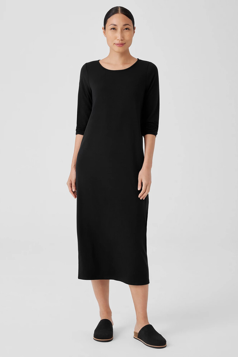 Stretch Jersey Knit Jewel Neck Dress Stretch Jersey Knit Jewel Neck Dress