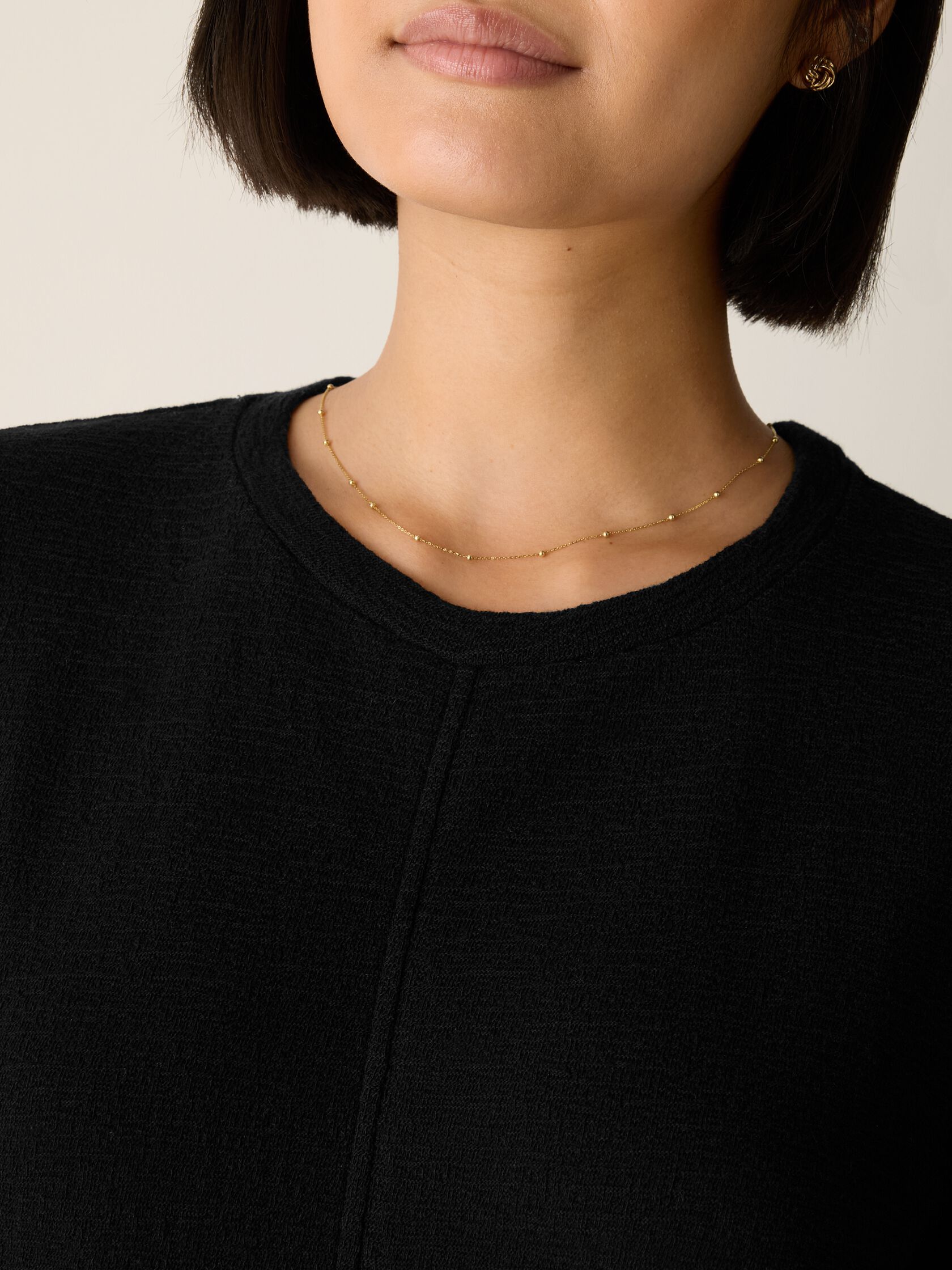 Organic Cotton Jacquard Crew Neck Top