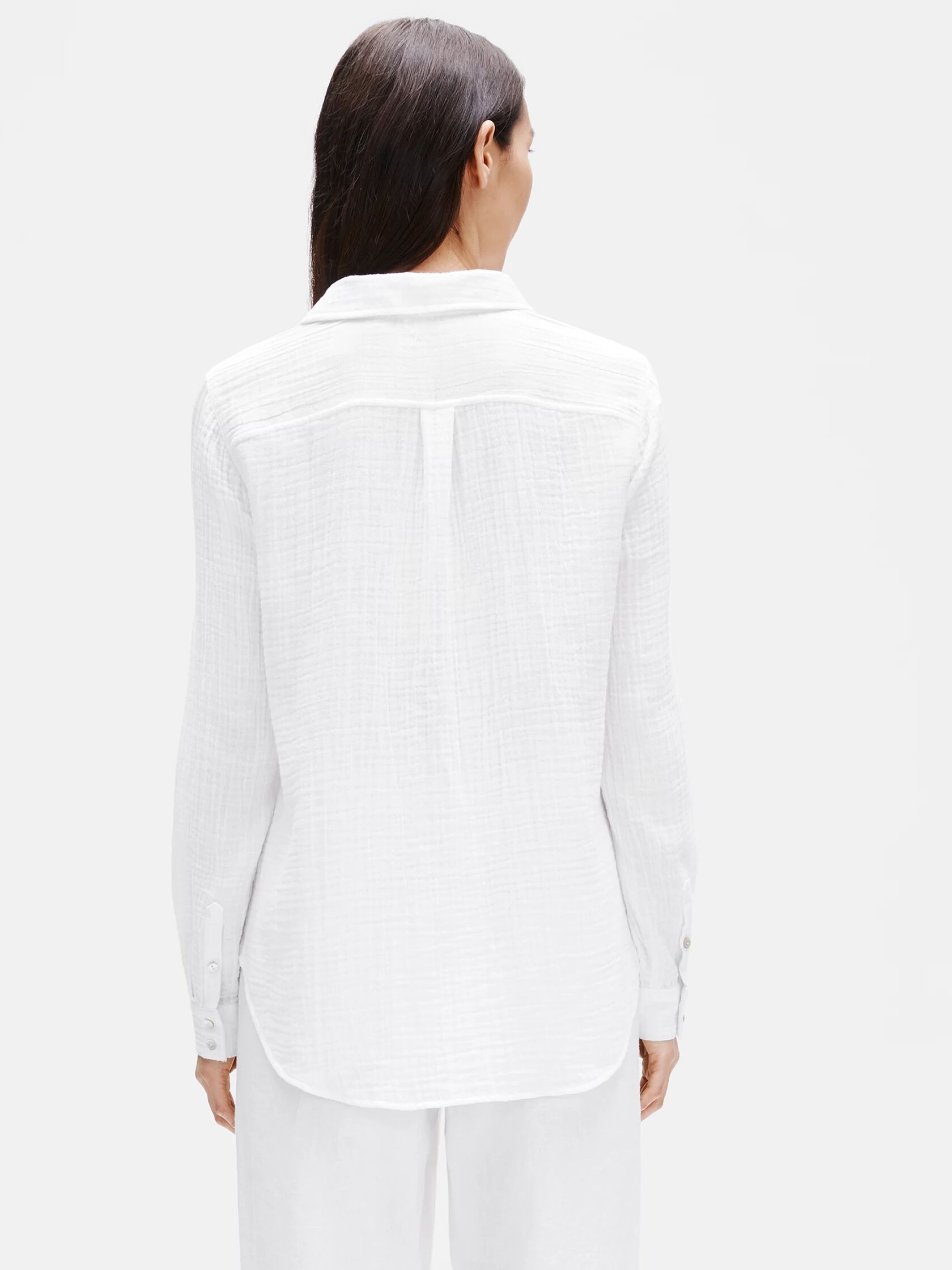 Organic Cotton Gauze Classic Collar Shirt EILEEN FISHER