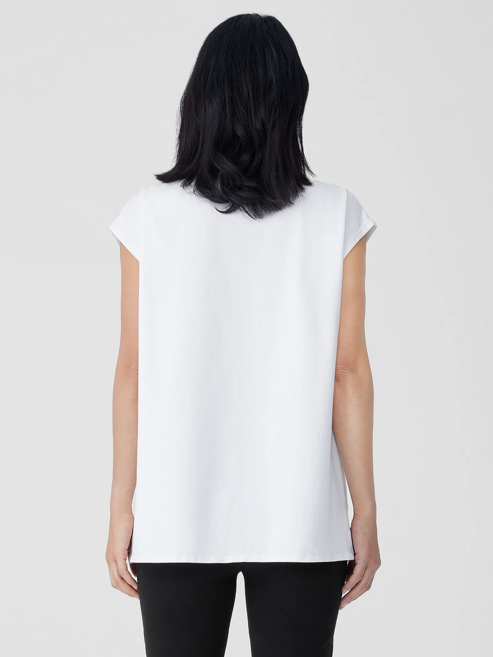 Pima Cotton Stretch Jersey Jewel Neck Top