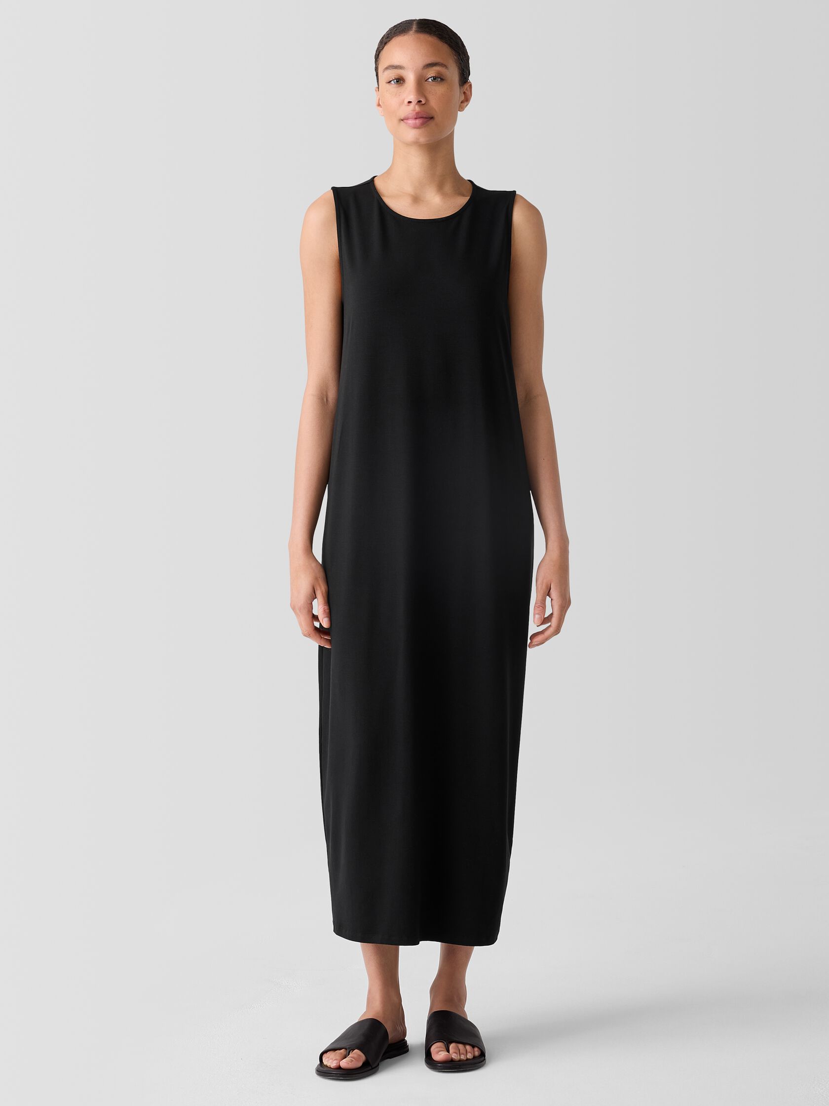 Stretch Jersey Knit Round Neck Dress