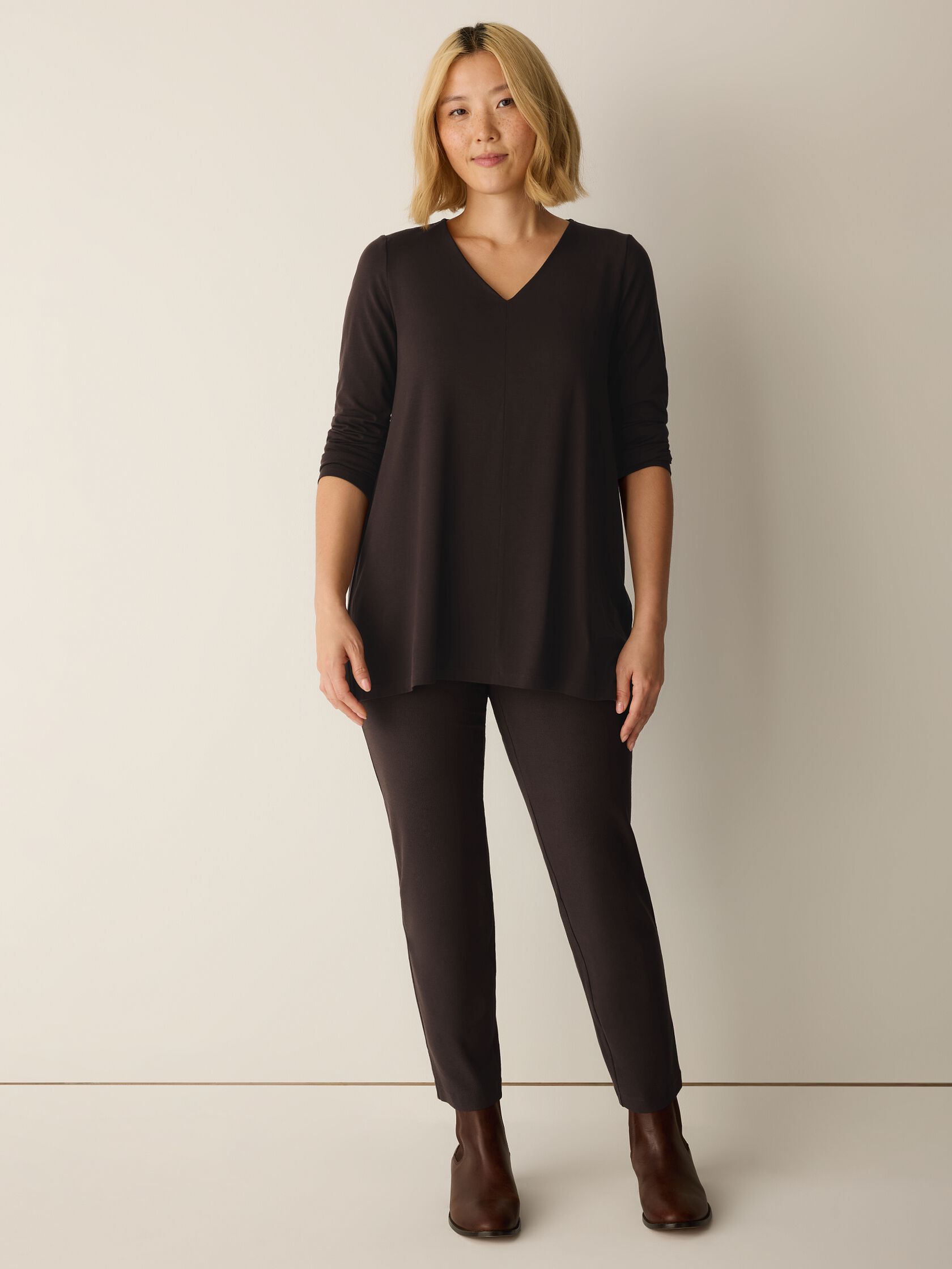 Washable Stretch Crepe Slim Pant
