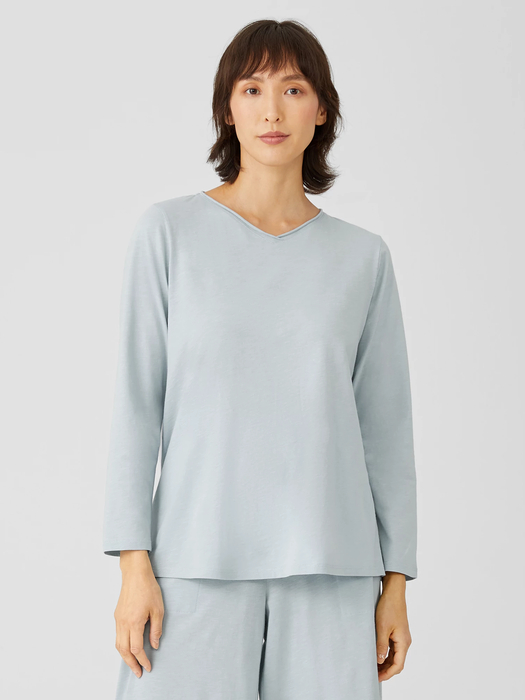 Slubby Organic Cotton V-Neck Sleep Top