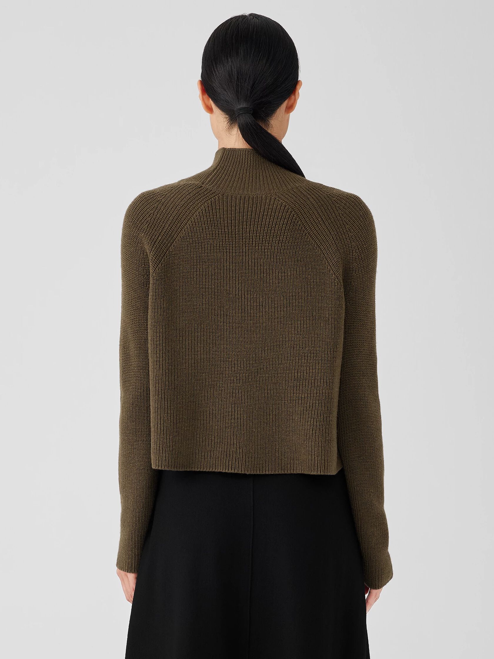 Merino Cropped Turtleneck Top in Regenerative Wool