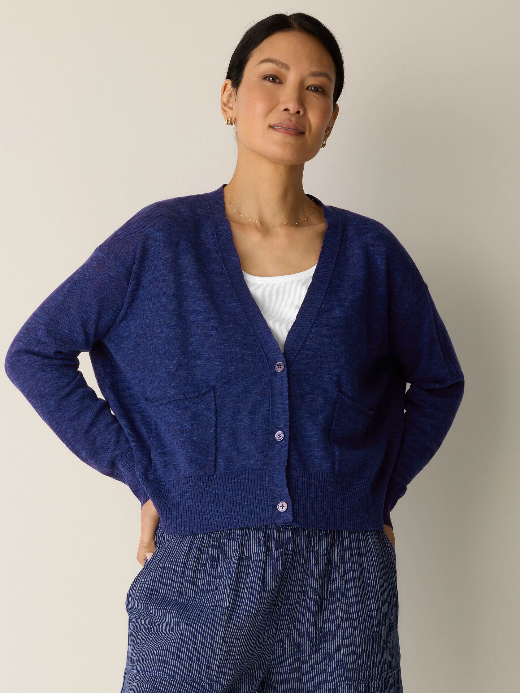 Organic Linen Cotton Slub Slouchy Cardigan
