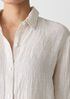 Puckered Organic Linen Stripe Classic Collar Shirt