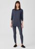 Stretch Jersey Knit Crew Neck Long Top