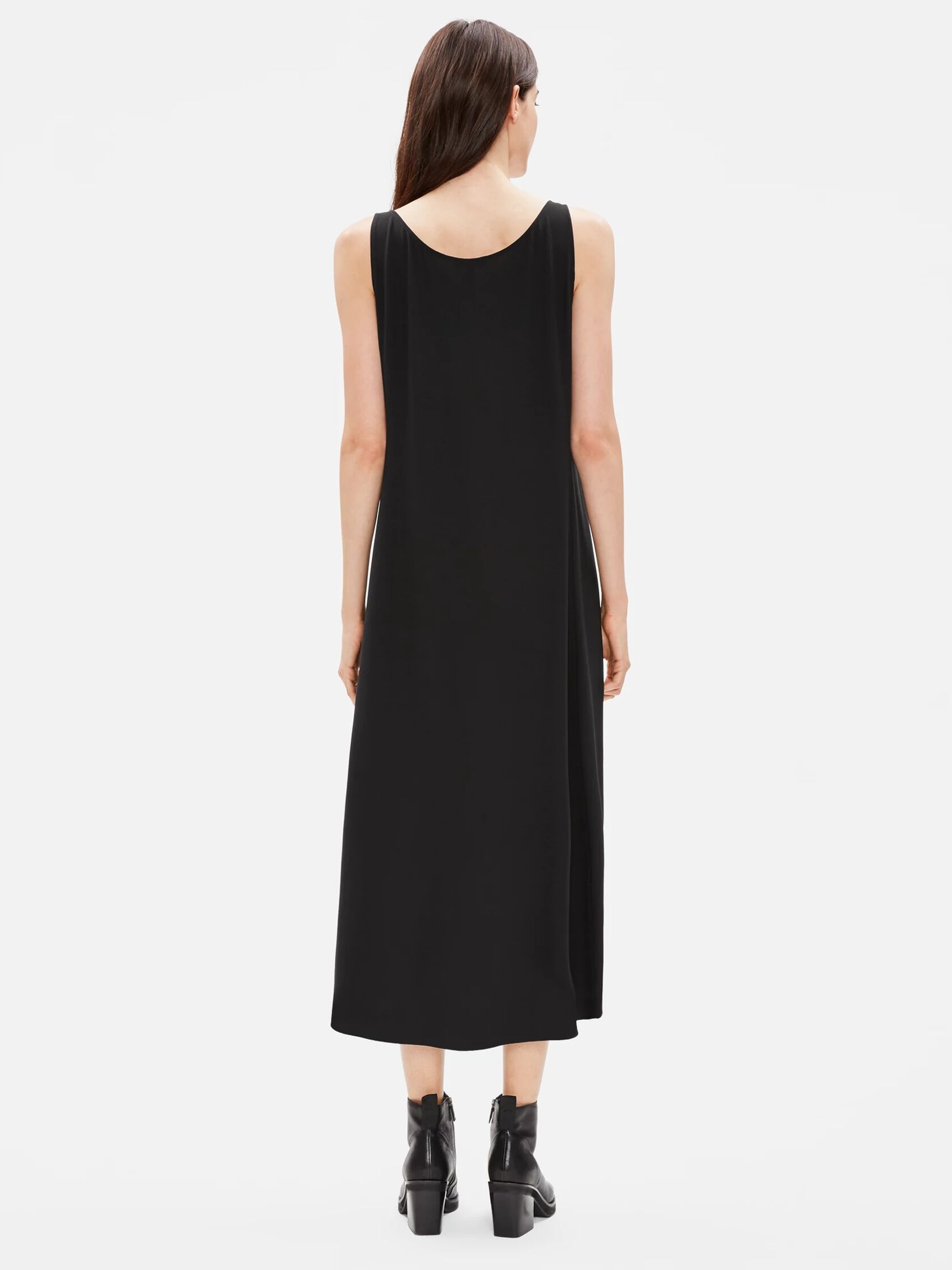 Silk Crepe Scoop Neck Dress EILEEN FISHER