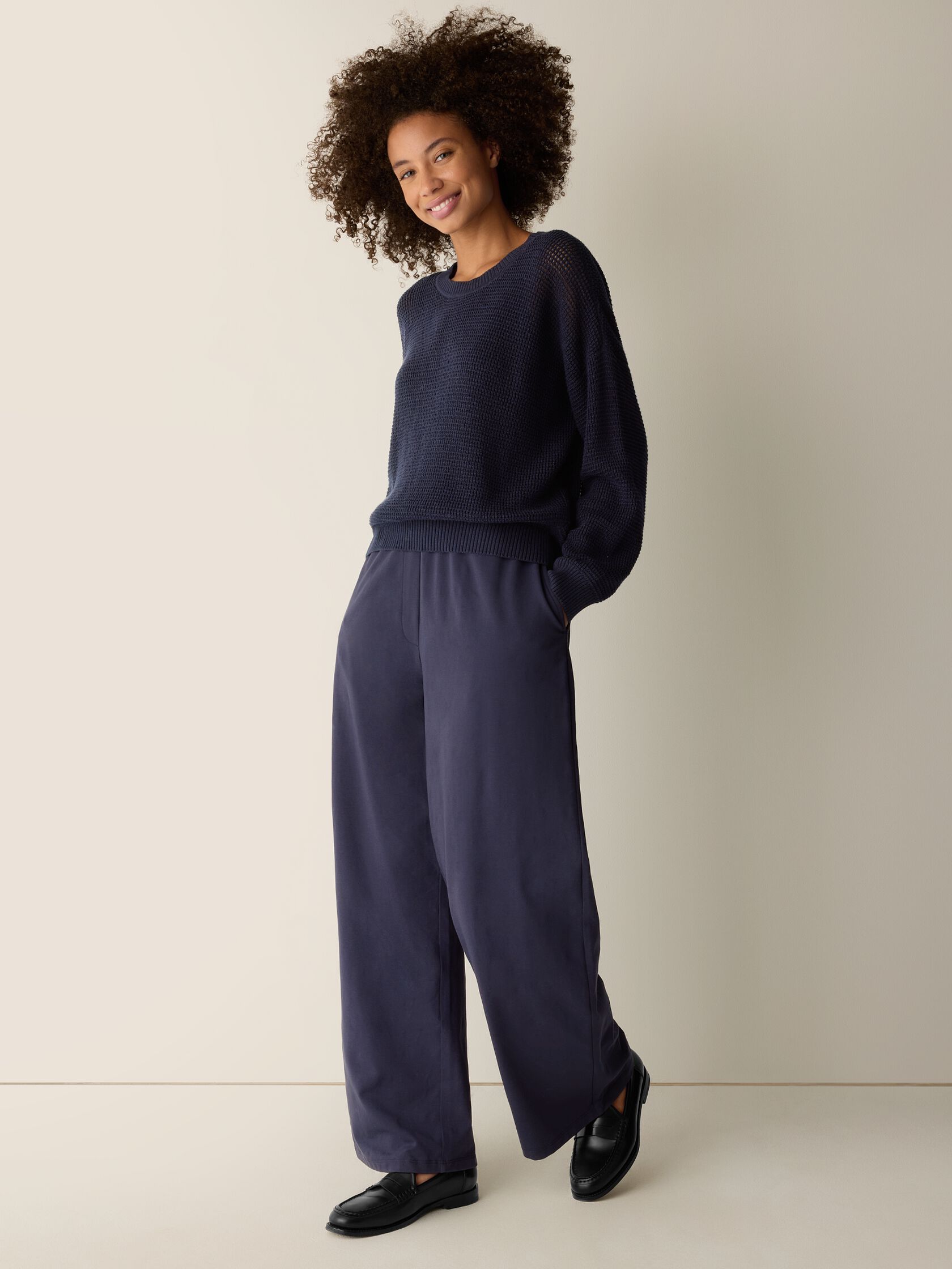 Peruvian Cotton Blend Crew Neck Top