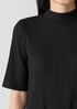 Textured Stretch Rib Mock Neck Top