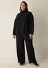Waffle Cotton Blend Doubleknit Funnel Neck Box-Top