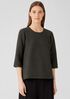 Textured Cotton Ripple Round Neck Top