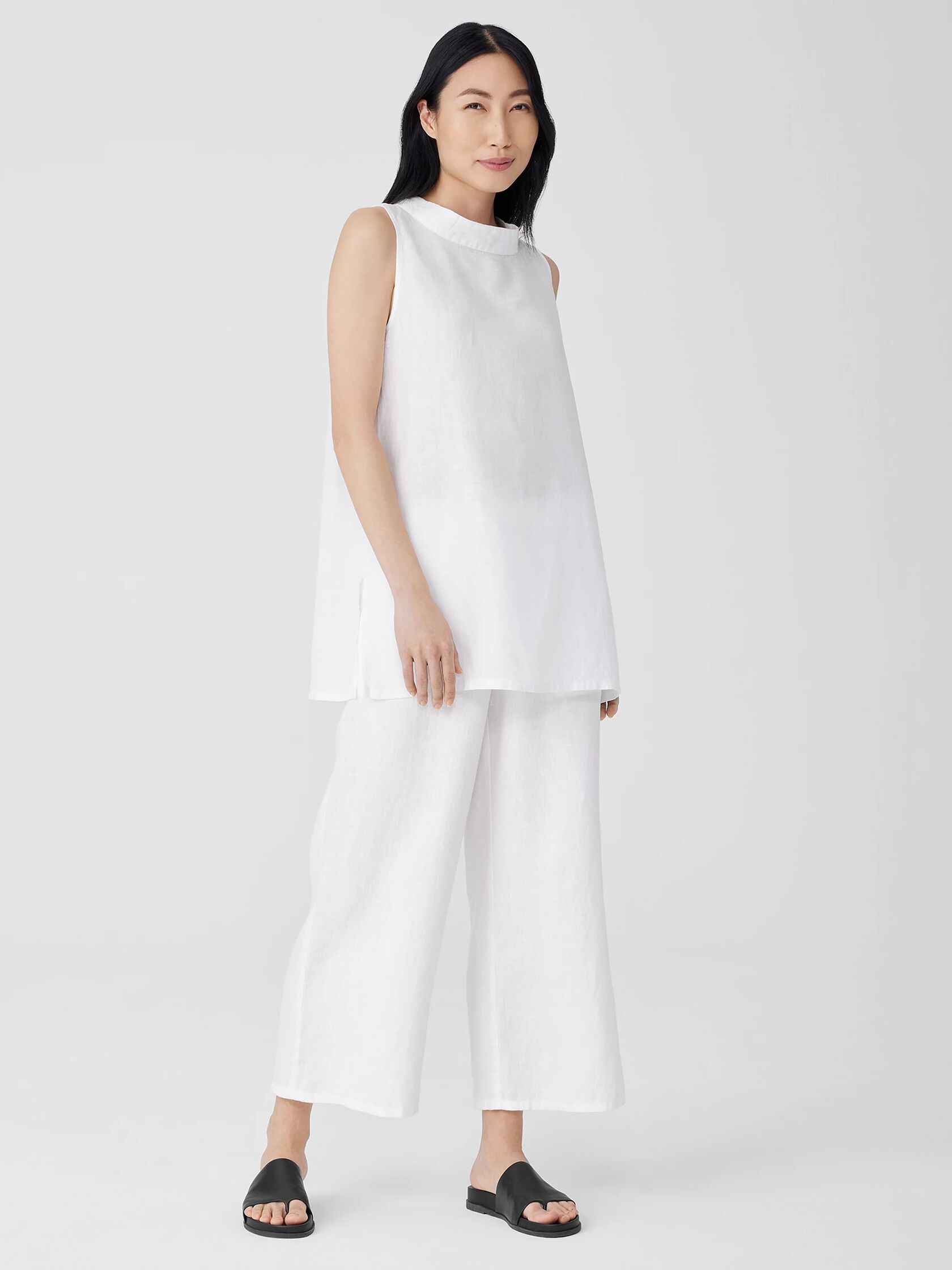 Handkerchief Linen Mock Neck Top