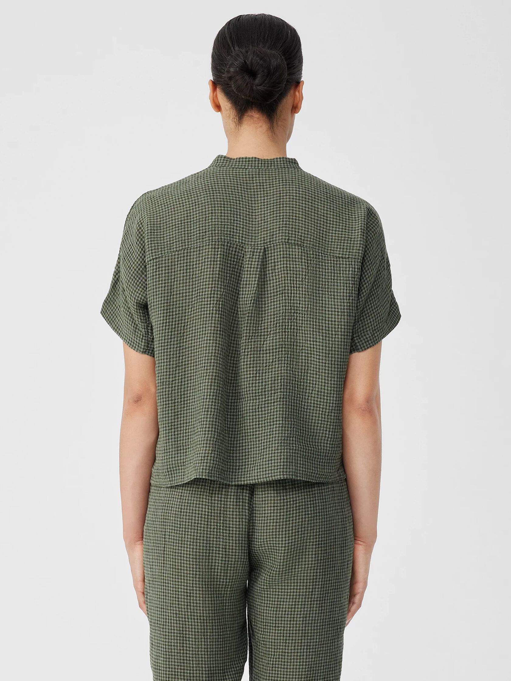 Puckered Organic Linen Short-Sleeve Shirt
