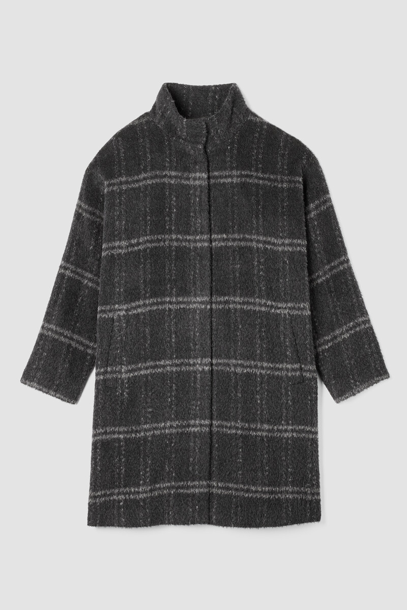 Luxe Alpaca Windowpane Stand Collar Coat Luxe Alpaca Windowpane Stand Collar Coat