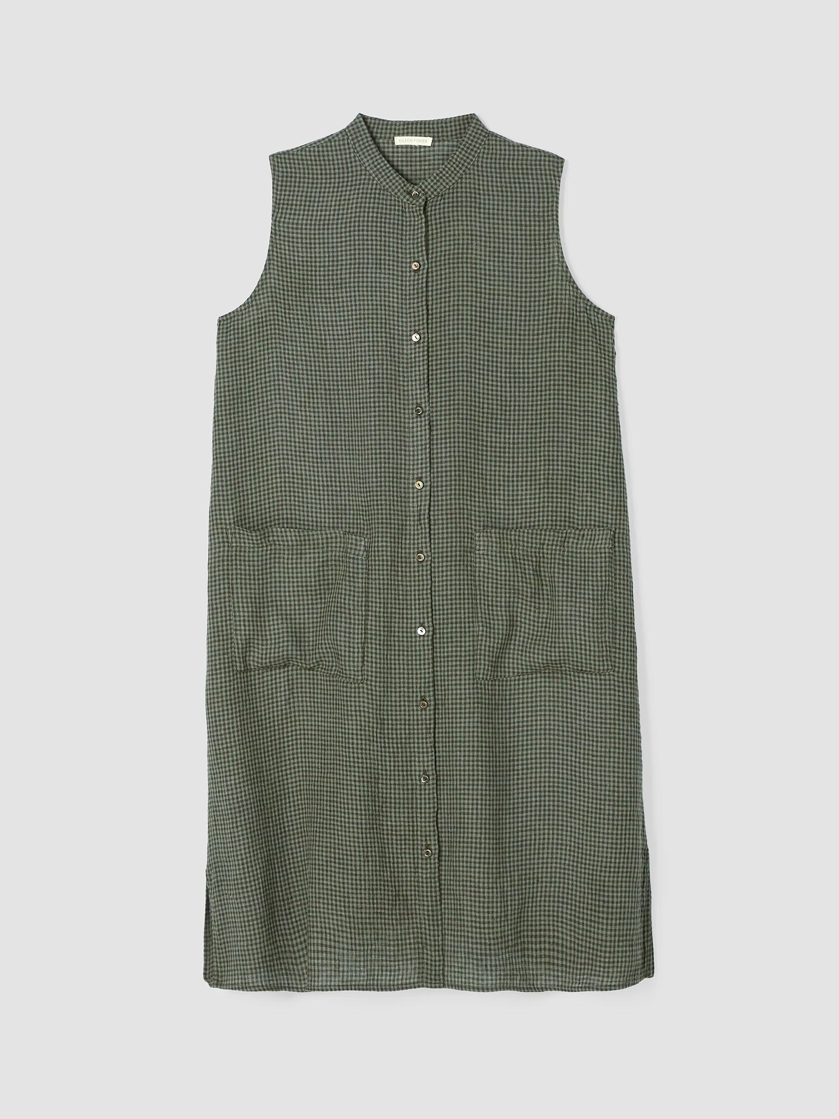 Puckered Organic Linen Sleeveless Dress