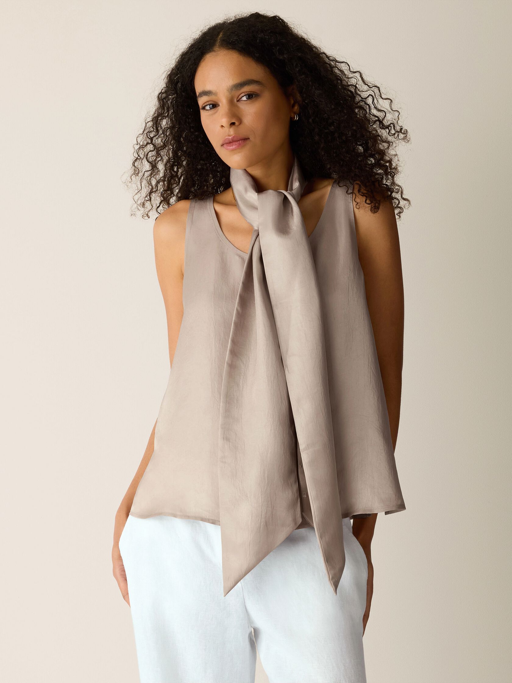 Lightweight Satin Shimmer Double Tie Scarf