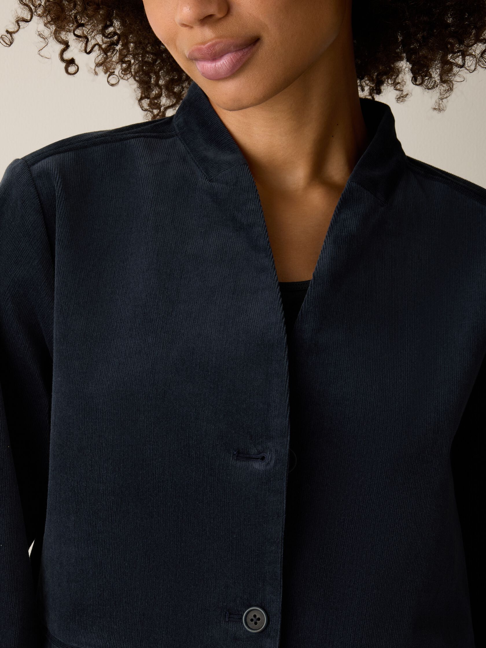 Organic Cotton Stretch Corduroy High Collar Jacket