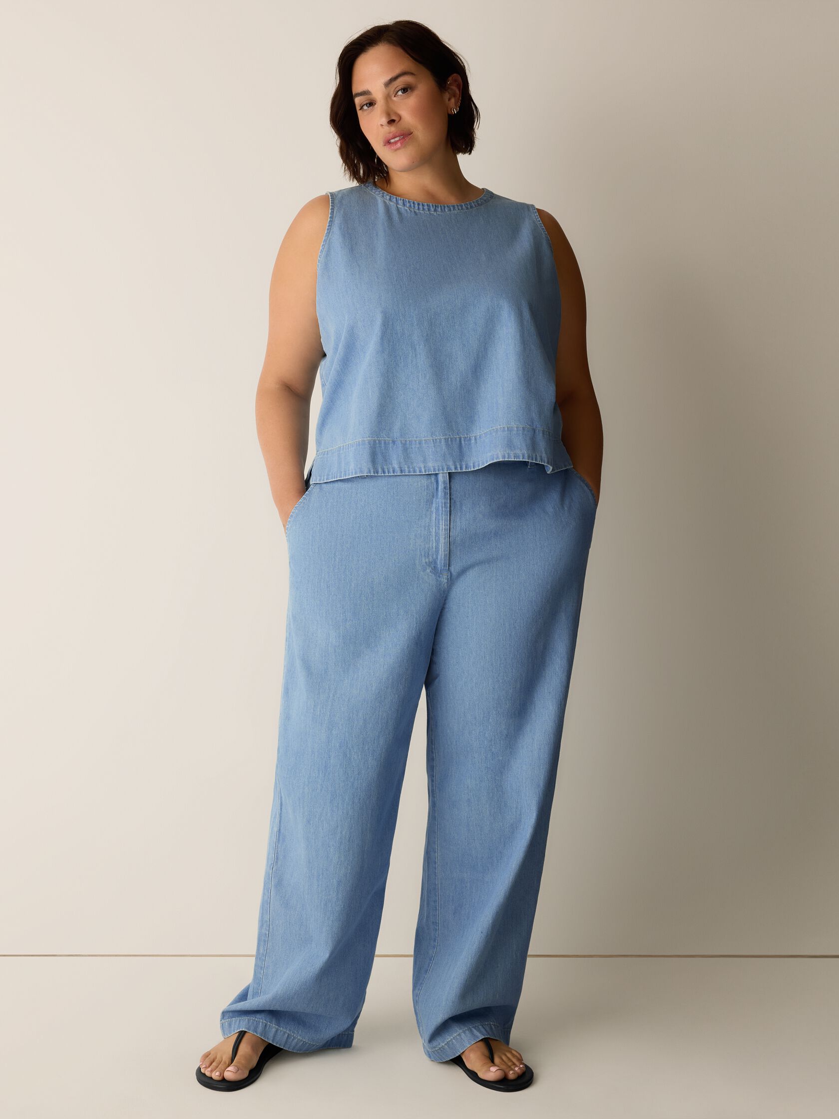 Lightweight Organic Cotton Denim Full-Length Trouser