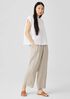 Linen Cotton Sheer Check Shirred-Back Top