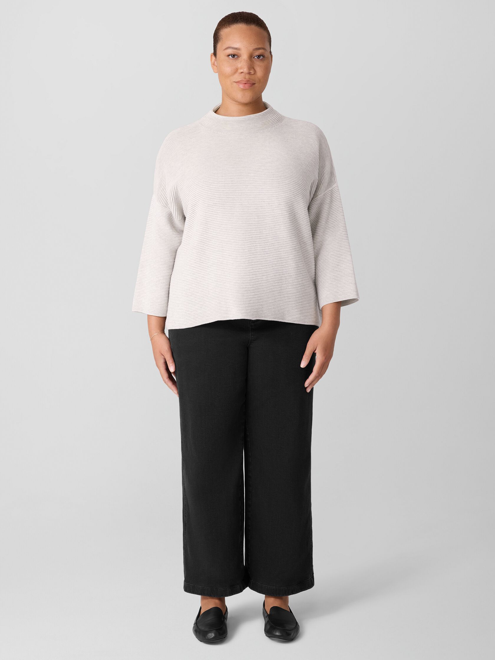 Peruvian Cotton Blend Funnel Neck Top