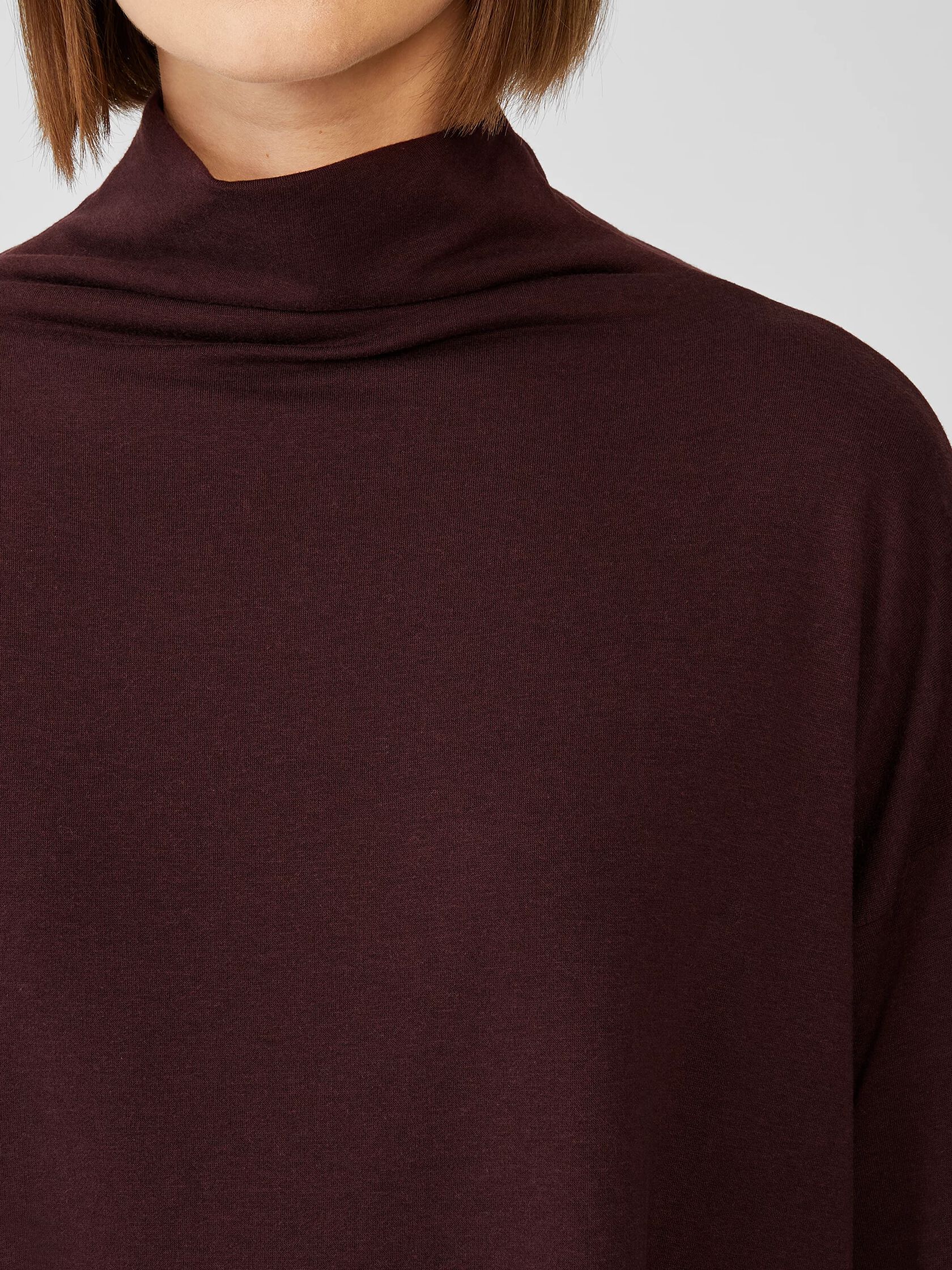 Cozy Brushed Terry Funnel Neck Top