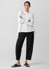 Washed Organic Cotton Poplin Band Collar Shirt