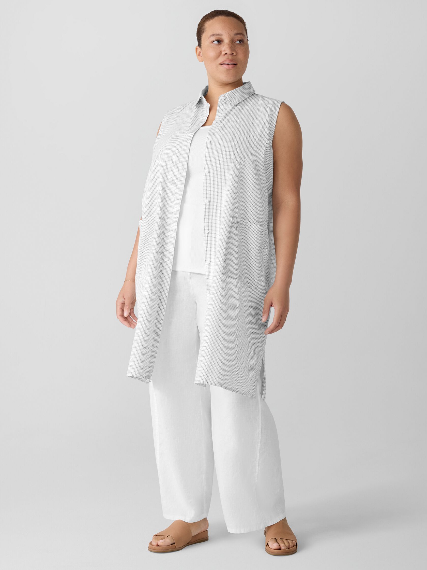 Organic Cotton Ripple Sleeveless Shirtdress