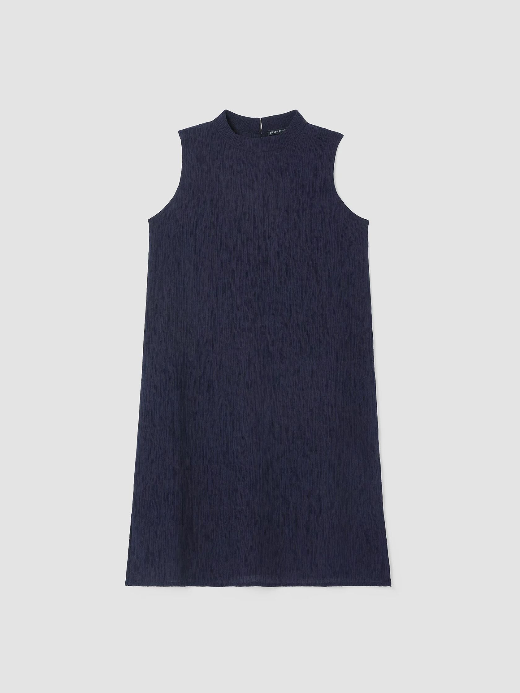 Woven Plissé Mock Neck Dress