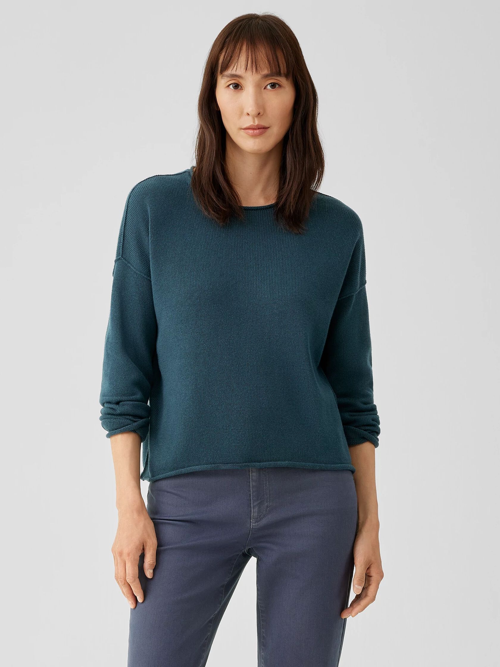 Peruvian Cotton Blend Crew Neck Top