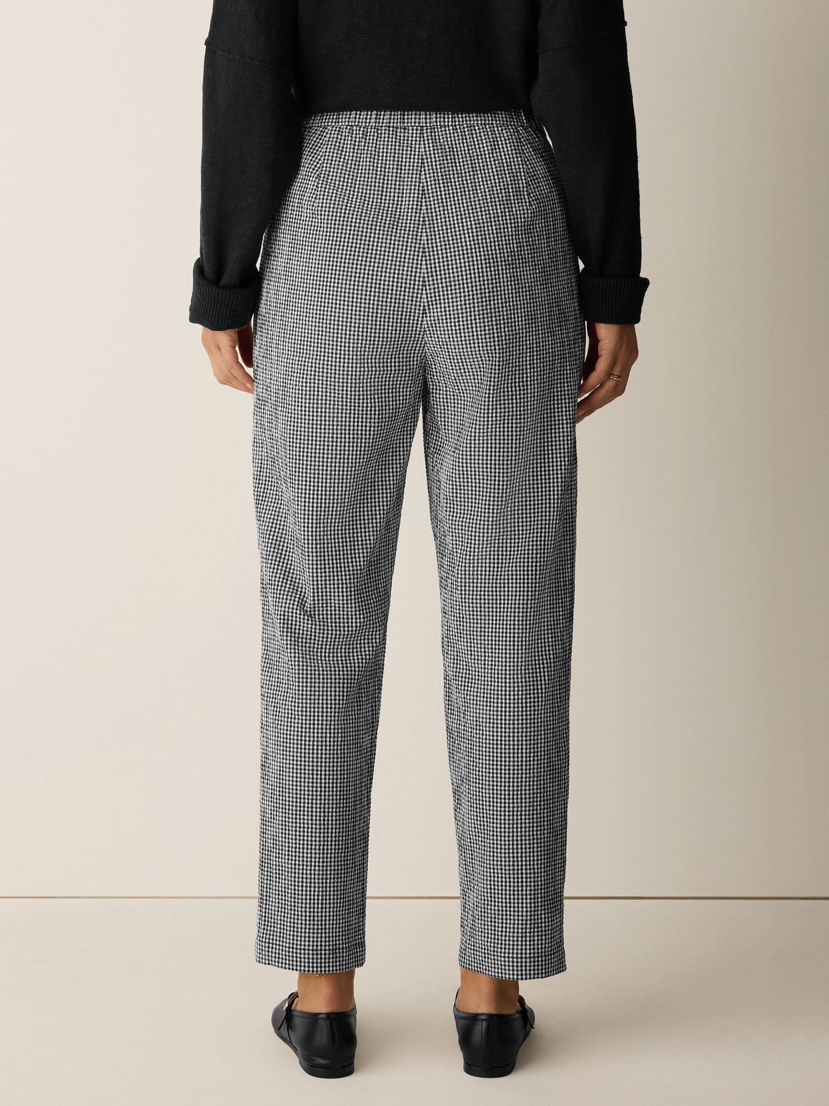 Organic Cotton Pucker Check Tapered Pant