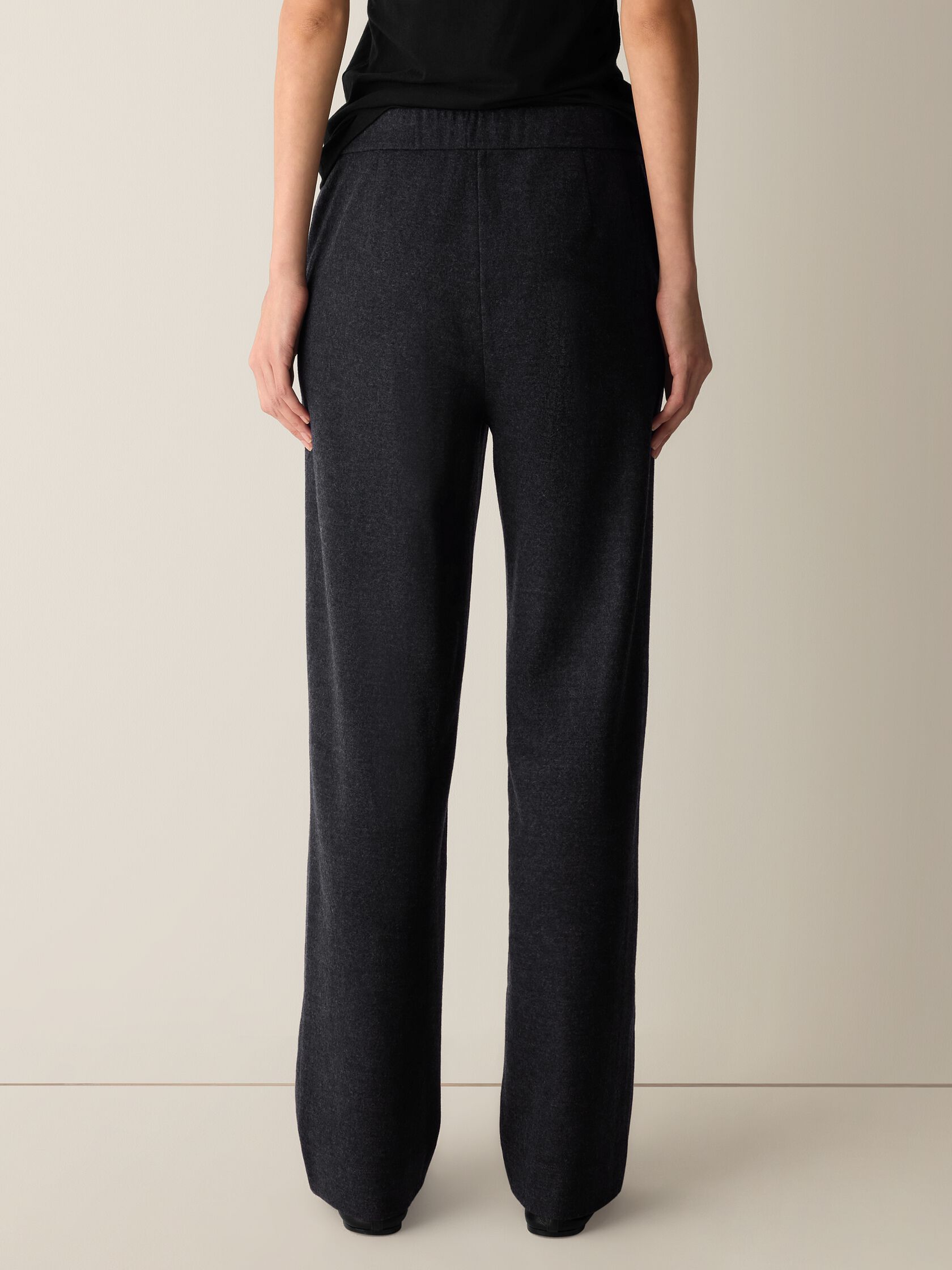 M&eacute;lange Felted Wool Jersey Full-Length Straight Trouser in&nbsp;Regenerative Wool