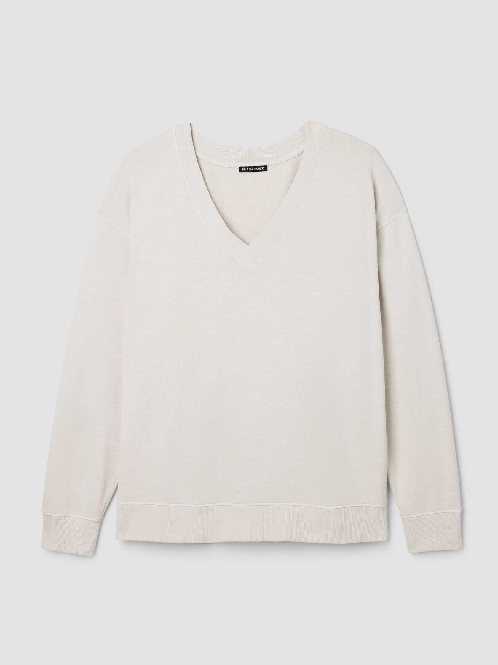 Garment-Dyed Organic Cotton Terry V-Neck Top