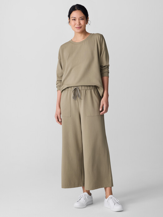 Pima Cotton Stretch Jersey Wide-Leg Pant