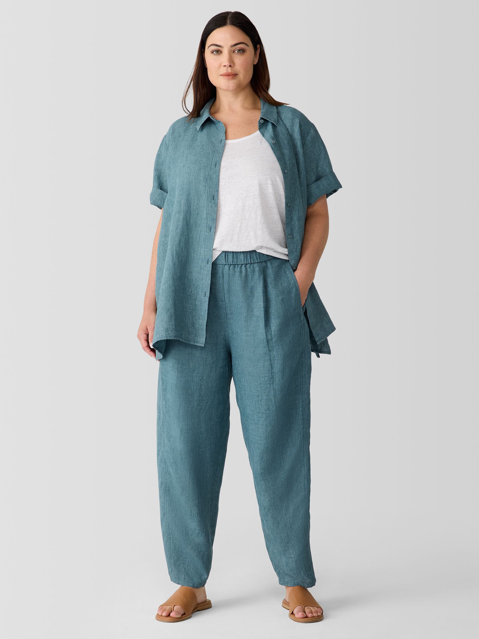 Washed Organic Linen Délavé Lantern Pant