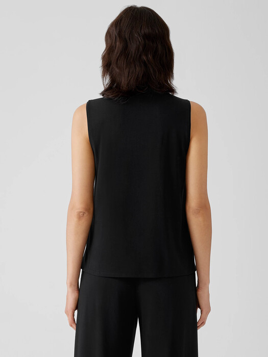 Stretch Jersey Knit Mock Neck Tank