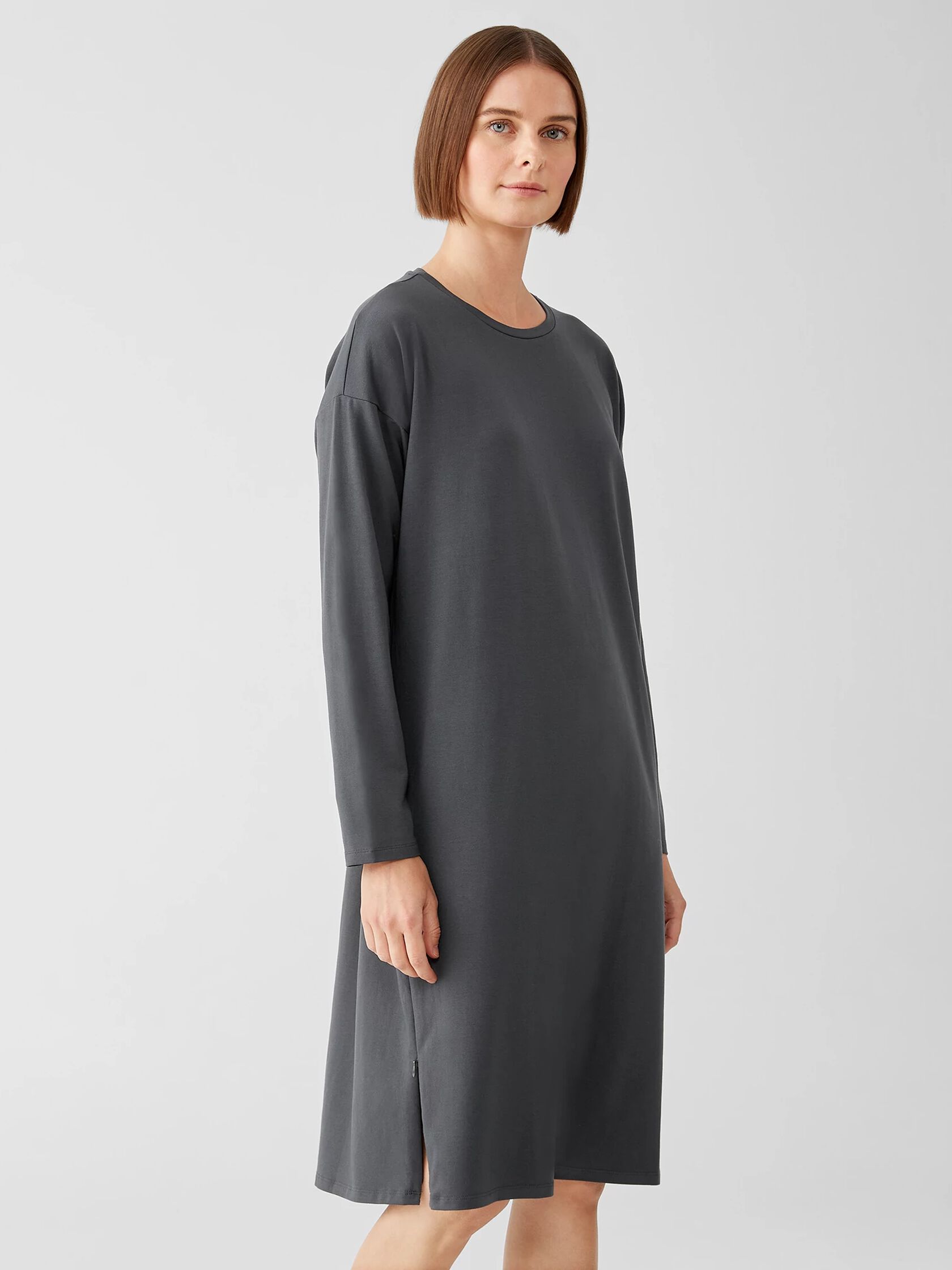 Stretch Jersey Knit Crew Neck Dress