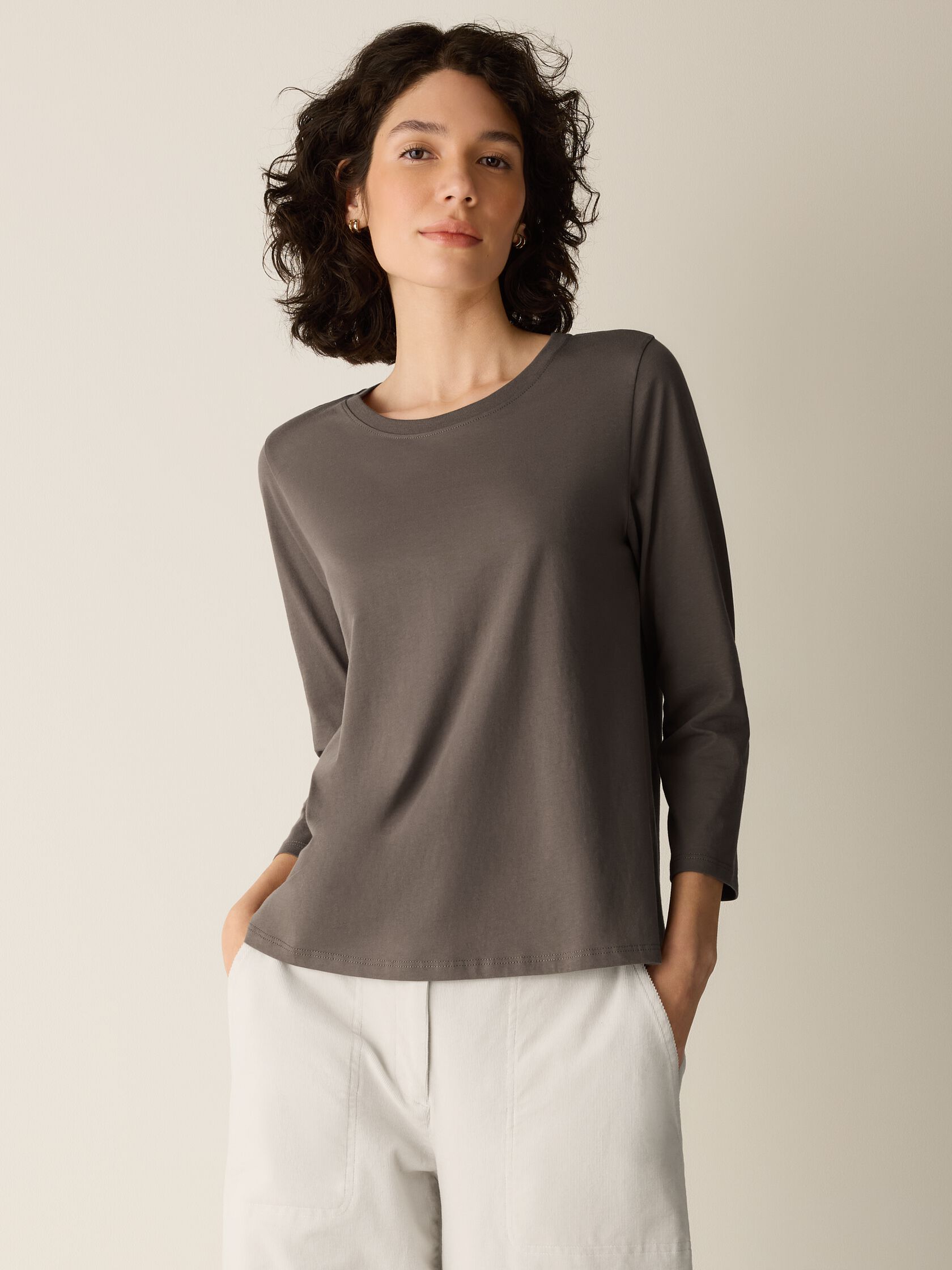 Organic Pima Cotton Jersey 3/4-Sleeve Tee