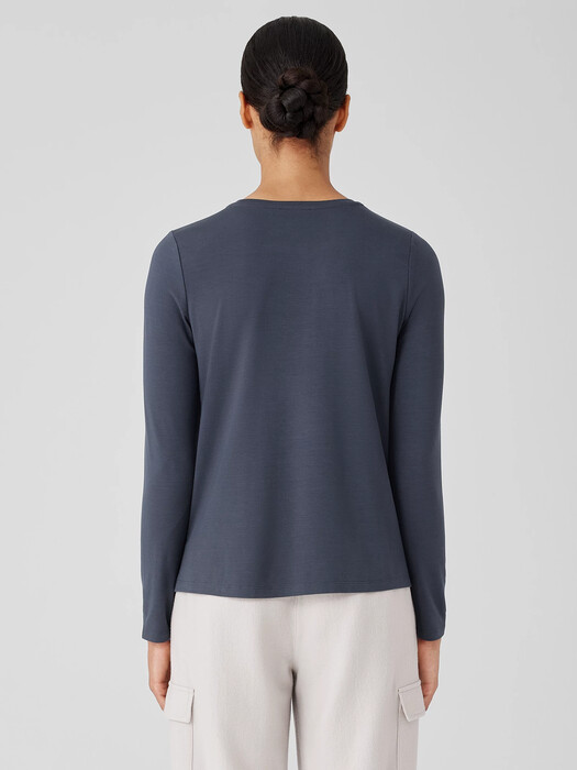 Stretch Jersey Knit Crew Neck Top