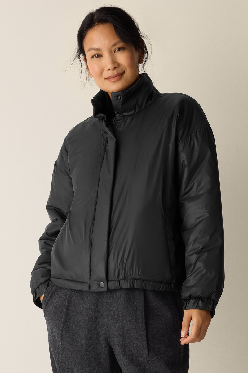 Eggshell Recycled Nylon Stand Collar Jacket Eggshell Recycled Nylon Stand Collar Jacket